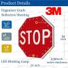 Aluminum Traffic Roads Warning Sign, LED Solar Stop Sign, Aluminum Road Signs, Easy To Install, U-Shaped Clamp, Engineer Grade Reflective, For Rainy Snowy view 2