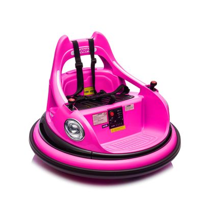 12V Ride On Bumper Car for Kids 1.55 Years, Electric Bumper Car with Parent Remote, LED Lights, Bluetooth Music, 360 Spin, Anti-Collision Padding & 5-Point Safety Belt (Rose Pink)