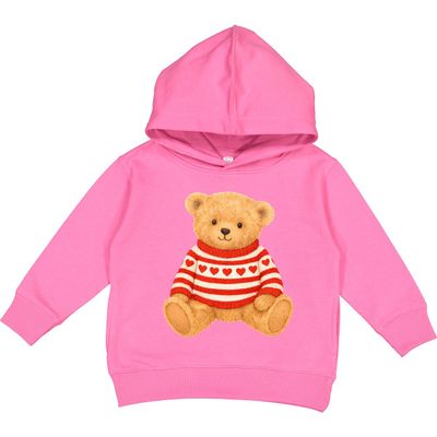 inktastic Vintage Teddy Bear in Heart Sweater Toddler Hoodie 5-6 Raspberry 47b9c