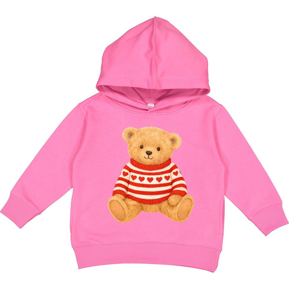 inktastic Vintage Teddy Bear in Heart Sweater Toddler Hoodie 5-6 Raspberry 47b9c