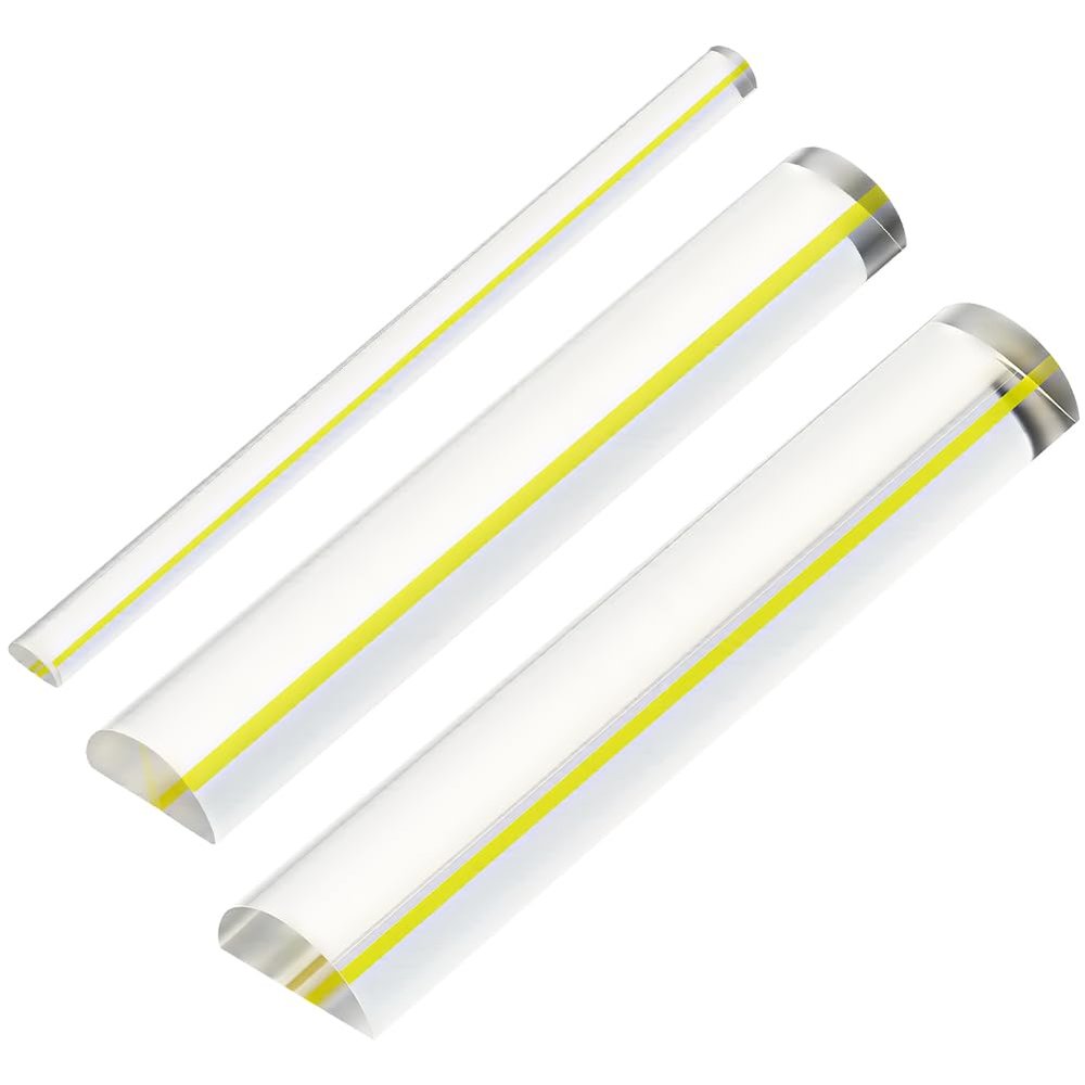 BENECREAT 3Pcs 6.1inch Acrylic Magnifier, Multi-Size Line Reader with Storage Box, Crystal Clear Mahjong Finder Optical Tool for Family Game Night and Card Reading, Yellow