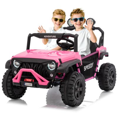 24V Ride on Toys for Big Kids, Ride on Truck with Remote Control - 4WD Electric Car, 2 Seater UTV, Spring Suspension, Front & Behind LED Lights, Dual Storage, 3 Speeds, Music, Parent Safety Brake