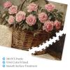 BEAROWL Wooden Puzzles for Adults 500 Pieces Pinks Rose Basket, Classic Floral Artwork Jigsaw Puzzle, Ideal for Bedroom Wall Art, Romantic Theme Collection, Leisure Activity view 2