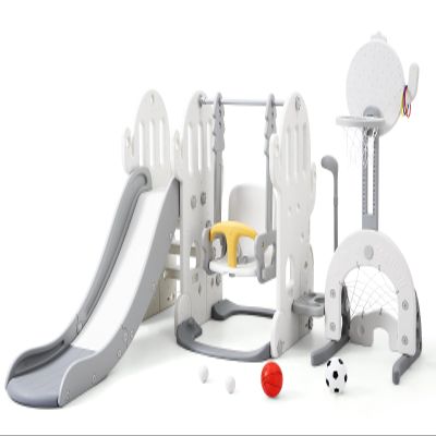 7 in 1 Toddler Slide and Swing Set, 76.4 in Extra Long Kids Slide Climber for Toddlers Age 1-3, Indoor Outdoor Playset with Adjustable Swing and Basketball Hoop, Soccer Golf & Ring Toss Game, Grey