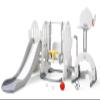7 in 1 Toddler Slide and Swing Set, 76.4 in Extra Long Kids Slide Climber for Toddlers Age 1-3, Indoor Outdoor Playset with Adjustable Swing and Basketball Hoop, Soccer Golf & Ring Toss Game, Grey view 1