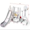 7 in 1 Toddler Slide and Swing Set, 76.4 in Extra Long Kids Slide Climber for Toddlers Age 1-3, Indoor Outdoor Playset with Adjustable Swing and Basketball Hoop, Soccer Golf & Ring Toss Game, Grey view 2