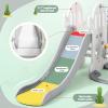 7 in 1 Toddler Slide and Swing Set, 76.4 in Extra Long Kids Slide Climber for Toddlers Age 1-3, Indoor Outdoor Playset with Adjustable Swing and Basketball Hoop, Soccer Golf & Ring Toss Game, Grey view 3