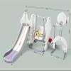 7 in 1 Toddler Slide and Swing Set, 76.4 in Extra Long Kids Slide Climber for Toddlers Age 1-3, Indoor Outdoor Playset with Adjustable Swing and Basketball Hoop, Soccer Golf & Ring Toss Game, Grey view 4