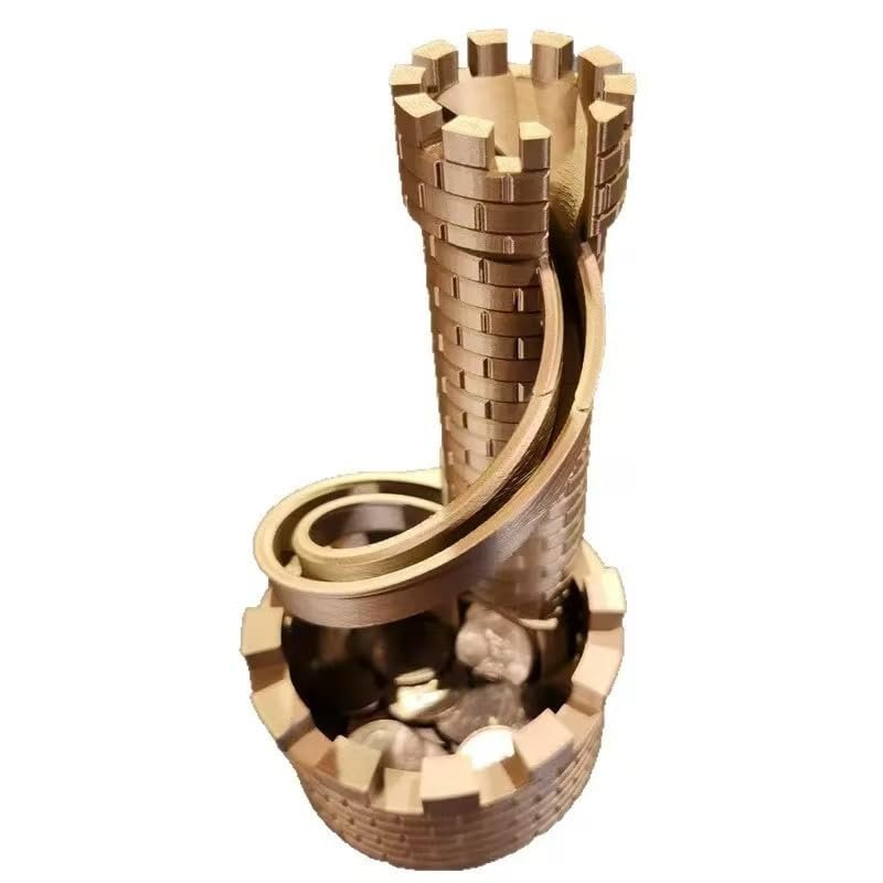 3D Printed Tower Castle Piggy Bank with Spiral Slide Coin Drop Design - Creative Coin Storage Container, Decorative Desk Accessory, Fun Gift for Kids Adults