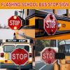 Double Sided LED Stop Sign for School Buses, High Visibility Reflective Blinking Traffic Warning Sign for School Zones & Bus Lanes 24V view 3