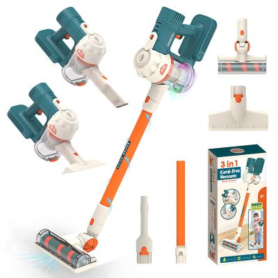 Kids Vacuum Toy Set -3-in-1 Kids Vacuum That Really Works Fun Working Toy Vacuum Cleaner with Working Suction for Realistic Play ,Housekeeping Toy Blue