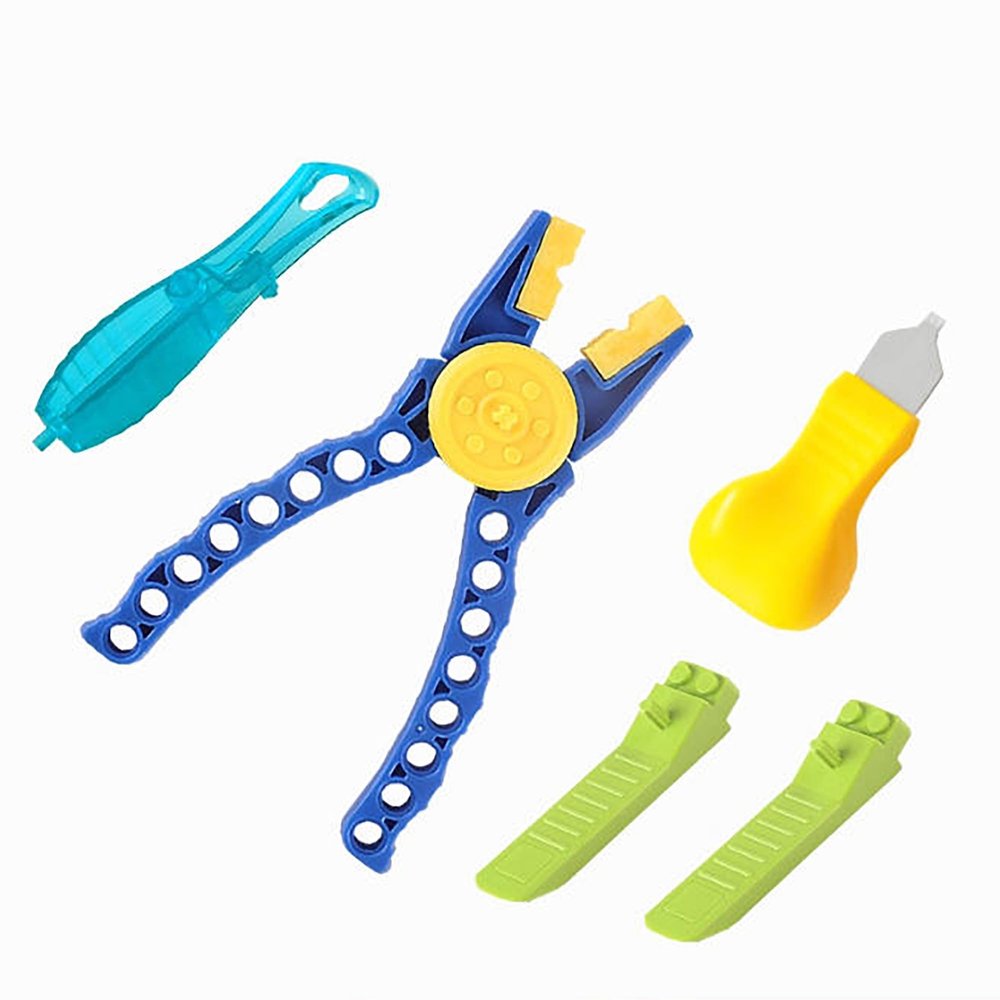 QIXINDGYH Small Building Brick Tool Set for Micro Blocks, Assembly and Disassembly Helper Kit with Pin Puller Pliers, Brick Separator, Hammer, Tweezers and Pry Tool(Color Random) (4 Pieces E)