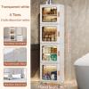 3 Tier Stackable Storage Bins with Wheels - Clear Door Collapsible Plastic Containers for Living Room, Bedroom, Dorm, Laundry Room, Kitchen Organization, Space-Saving view 2