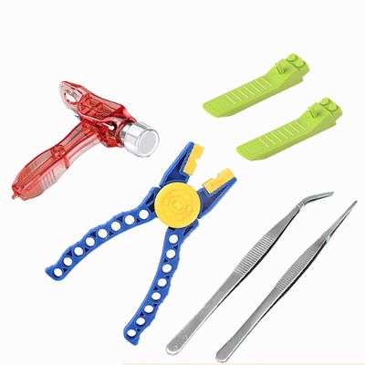 QIXINDGYH Small Building Brick Tool Set for Micro Blocks, Assembly and Disassembly Helper Kit with Pin Puller Pliers, Brick Separator, Hammer, Tweezers and Pry Tool(Color Random) (4 Pieces C)