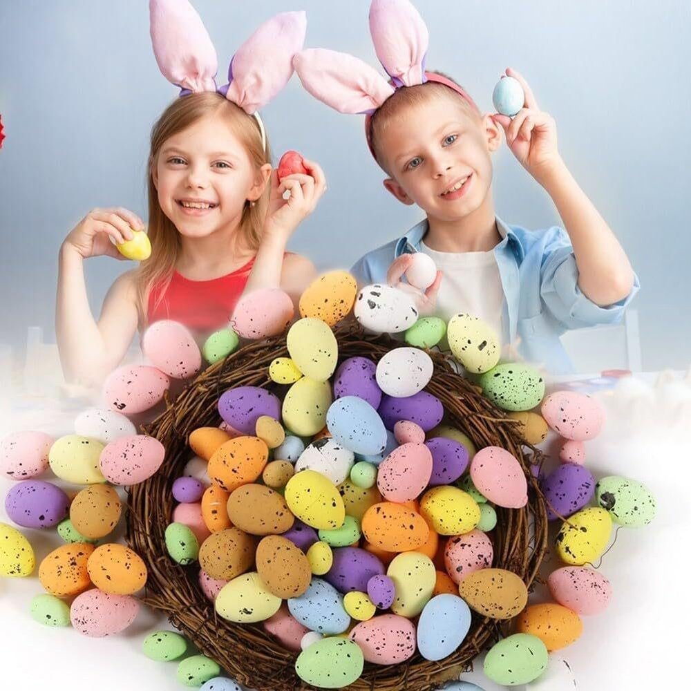 50Pcs Easter Speckled Eggs,Decorative Easter Eggs Easters Mini Egg Pastel EasterEggs Foam Speckled Egg Easters BirdEggs for Basket Fillers Spring Party Favors Home Centerpiece Decor