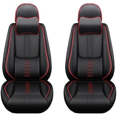 Cresater Car Seat Cushions,Faux Leather Seat Covers Fit for BMW 328d 2001-2024 2025,Front Set Automotive Seat Covers,Waterproof Seat Covers for Cars(2PCS/with Pillows,Red-Black)