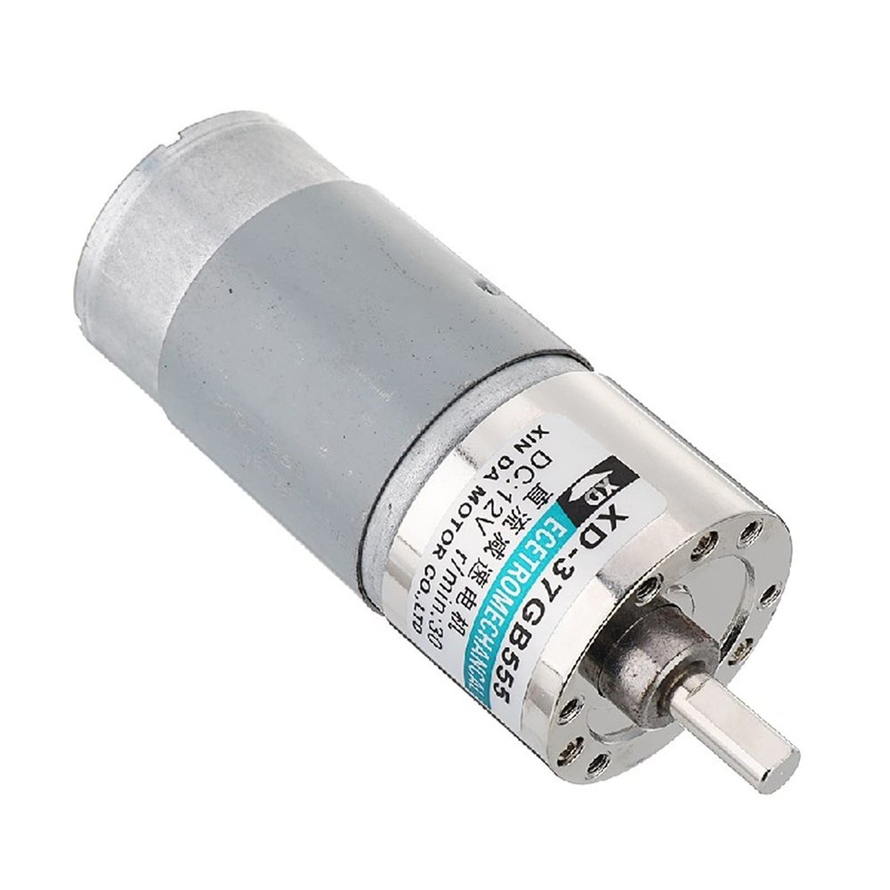555 Gear Reducer Motor 37GB555 DC 12V 24V Large Torque Reversible Motor Metal Gear Reverse Self Lock for Automation Equipment(30RPM,12V)