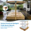 Mayugardening Large Wooden Kids Sandbox with Lid, Outdoor Weatherproof Sand Box with Covers, 2 Foldable Benches, Adjustable Height Canopy, Gift for Kids Aged 2-8 (47x47in) view 4