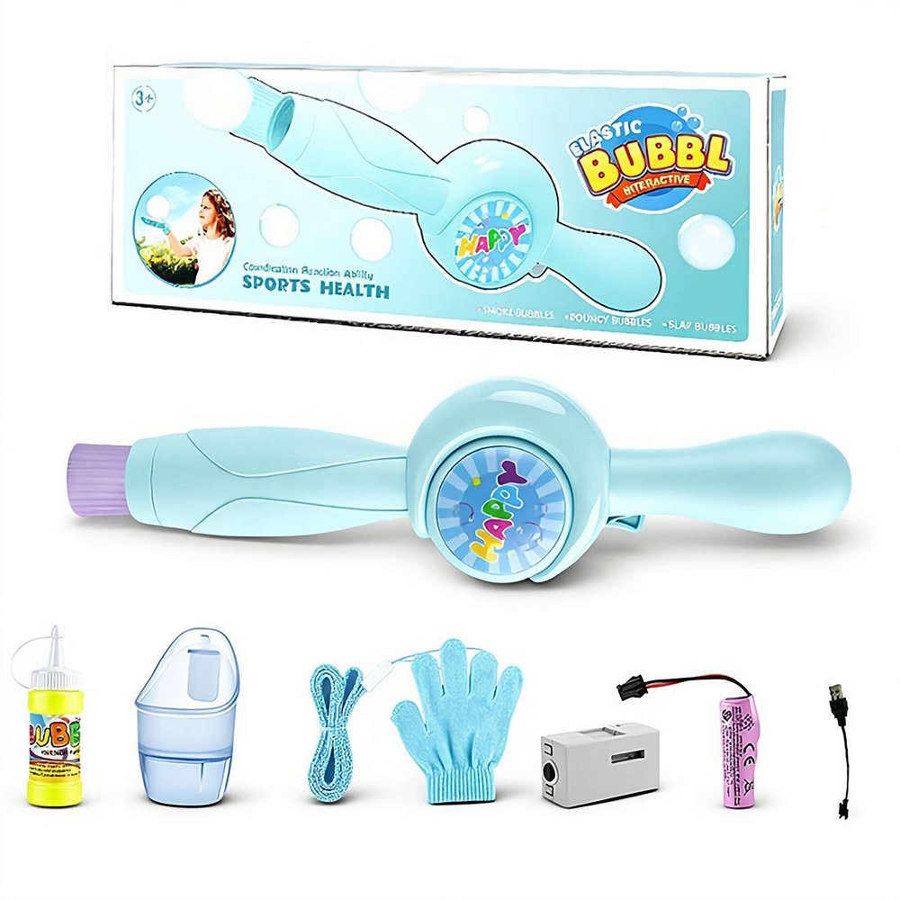 Elastic Fog Bubble Wand Toy for Kids,Rechargeable Smoke Bubble Machine, Colorful Lights & Music Bubble Maker,Toddler Gift for Outdoor,Party,Beach, Summer