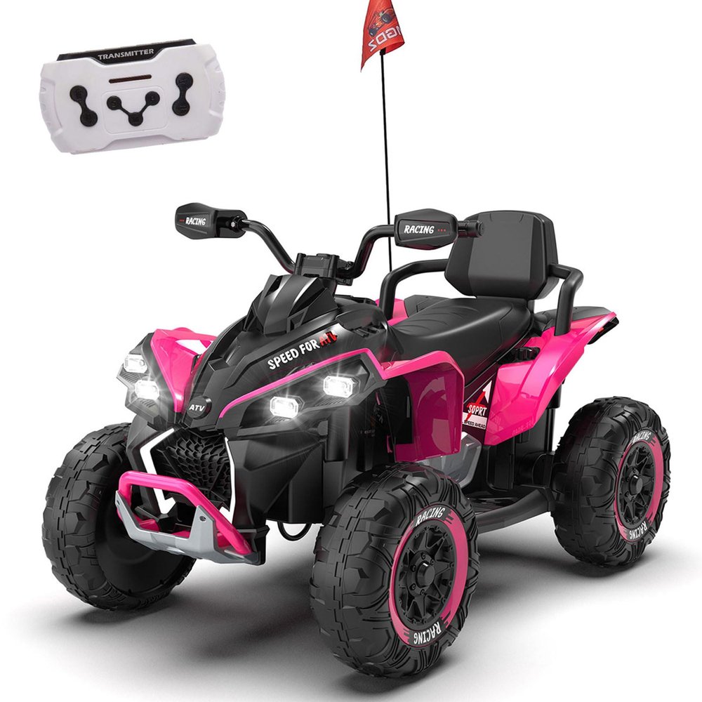 24V Kids Ride On ATV with Parent Remote Control, XXXL Electric 4-Wheeler with Suspension, Bluetooth, English Storytelling, Music, Lights, Power Display for Kids 312