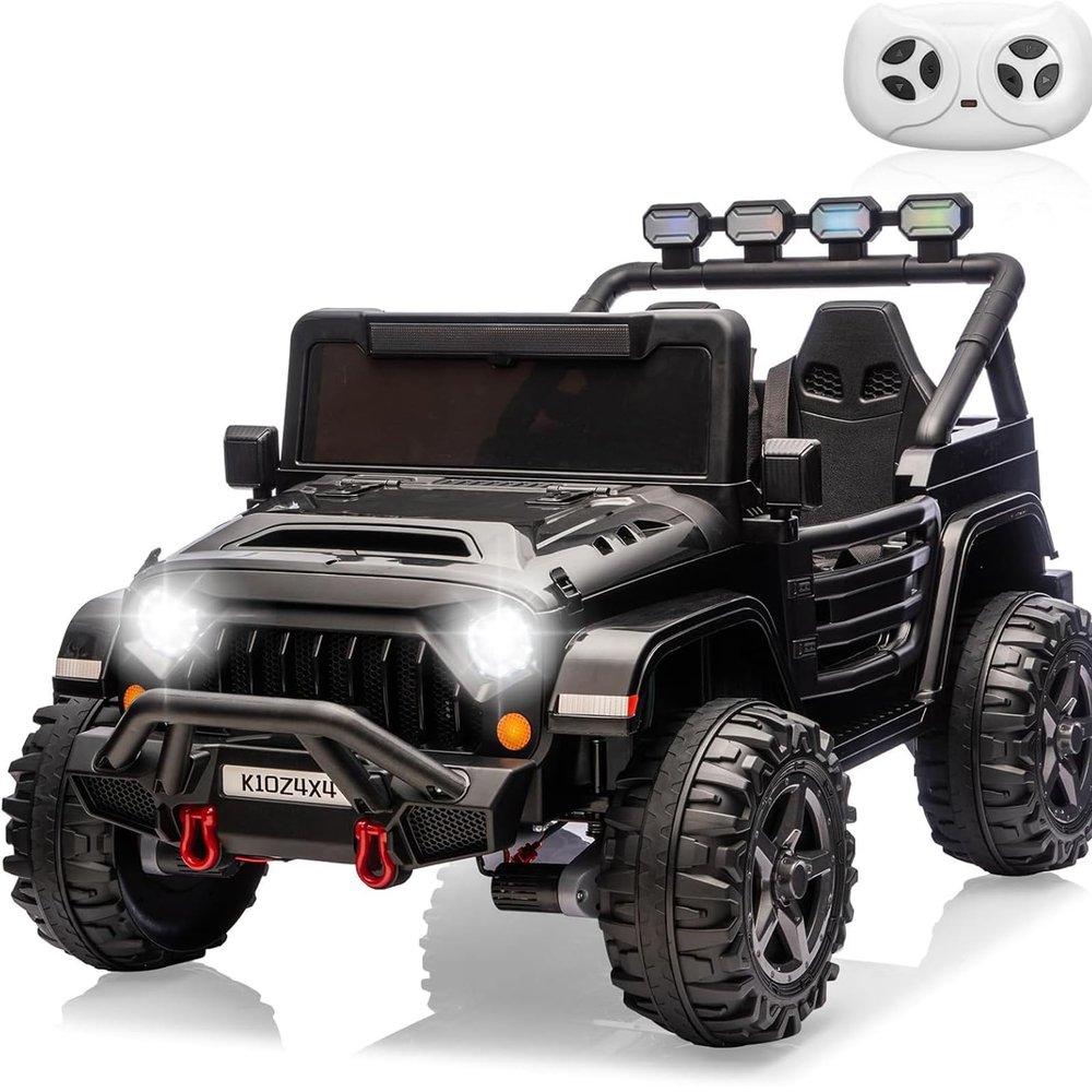 24V 2-Seater Electric Car for Kids, Ride on Car Toy with Parent Remote Control, 4x4 Off-Road, 3 Speeds, Built-in Bluetooth & LED Lights, Toddler Electric Car for Ages 3-8, Black