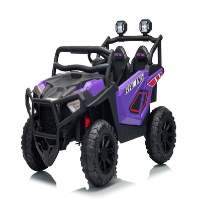 24V Ride on Toys for Big Kids, 2 Seater Electric UTV Car with Remote Control, 4-Wheeler Suspension, Soft Start, 3 Speeds, Led Lights, Bluetooth, Ride on Truck Kids 2-8 Years