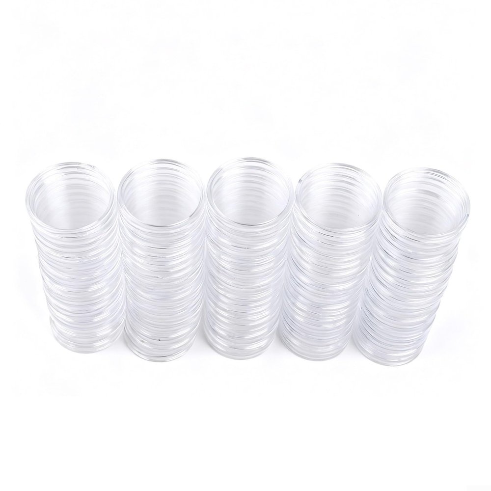 100Pcs 35Mm Coin Capsule Clear Round Plastic Coin Container Capsule With Crescent Opening For Collection Coin, Diameter 35Mm