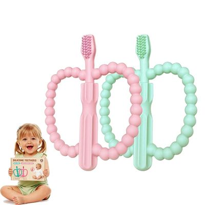 2 Pack Baby Teething Toys-BPA Free,Anti-Choking Design,Soothe Gums for 0-6 3-12 18-36 Months,Silicone Infant Toothbrush for Gum Massage,Newborn Infants Toddler Sensory Chew Toys
