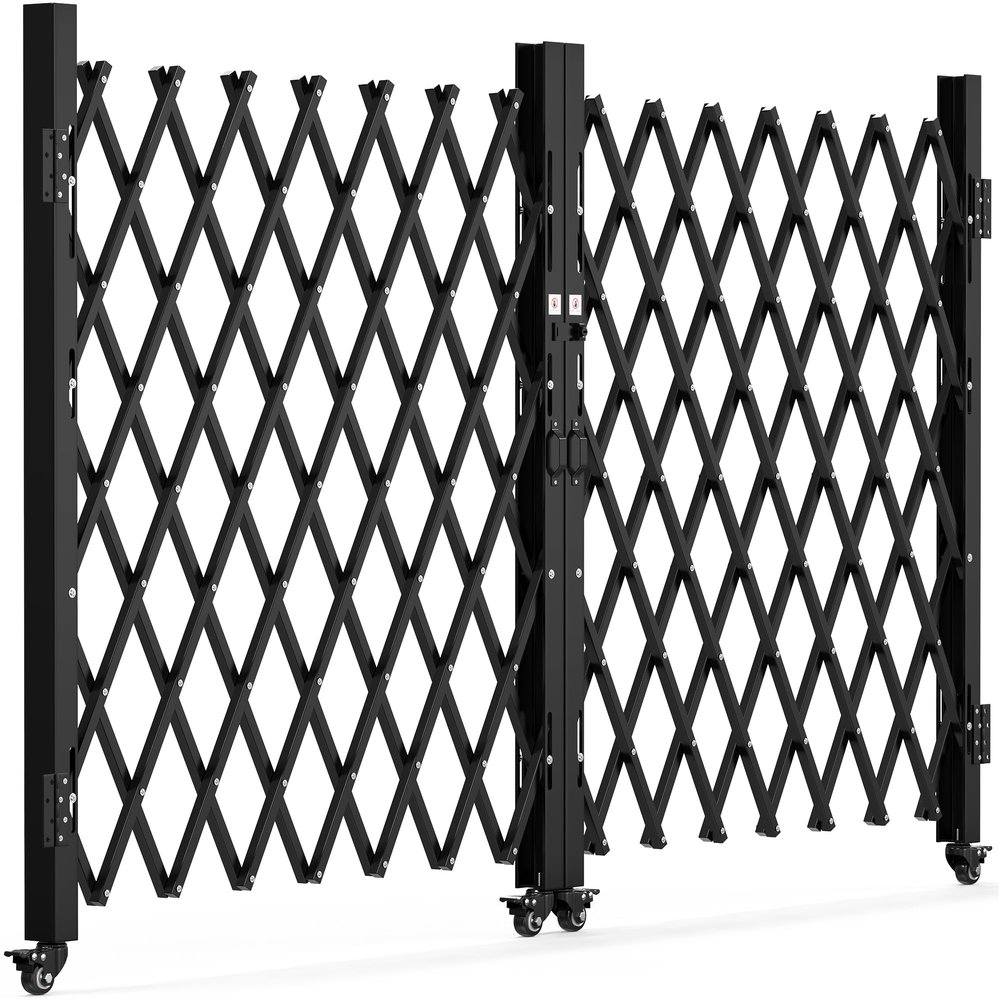 YITAHOME Double Folding Security Gate, 61" Hx130 W Door Gate, Flexible Expanding Security Gate, Steel Safety Gates, 360 Rolling Barricade Gate, Scissor Gate with Padlock, Aluminum Alloy Mesh
