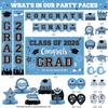 2026 Graduation Decorations - Sky Blue Graduation Decorations Set with Congrats Grad Banner & Backdrop, Porch Sign, Hanging Swirls, Balloons, Honeycomb Centerpieces for High School & College Celebrations view 2