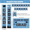 2026 Graduation Decorations - Sky Blue Graduation Decorations Set with Congrats Grad Banner & Backdrop, Porch Sign, Hanging Swirls, Balloons, Honeycomb Centerpieces for High School & College Celebrations view 3