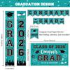 2026 Graduation Decorations, Teal Graduation Decorations Set with Congrats Grad Banner & Backdrop, Porch Sign, Hanging Swirls, Balloons, Honeycomb Centerpieces for Congrats Grad Party Decorations view 3