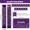 2026 Graduation Decorations - Purple Graduation Decorations Set with Congrats Grad Banner & Backdrop, Porch Sign, Hanging Swirl, Balloons, Honeycomb Centerpieces for Congrats Grad Party Decorations view 3
