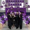 2026 Graduation Decorations - Purple Graduation Decorations Set with Congrats Grad Banner & Backdrop, Porch Sign, Hanging Swirl, Balloons, Honeycomb Centerpieces for Congrats Grad Party Decorations view 4