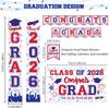 2026 Graduation Decorations - Red and Blue Graduation Decorations Set - Congrats Grad Banner & Backdrop, Porch Sign, Hanging Swirls, Balloons, Honeycomb Centerpieces for Congrats Grad Party Decorations view 3