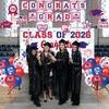 2026 Graduation Decorations - Red and Blue Graduation Decorations Set - Congrats Grad Banner & Backdrop, Porch Sign, Hanging Swirls, Balloons, Honeycomb Centerpieces for Congrats Grad Party Decorations view 4