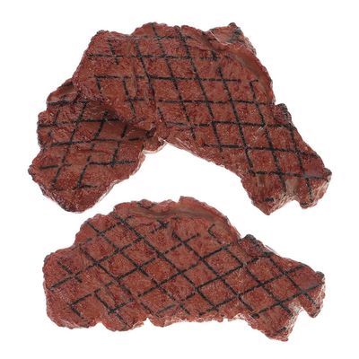 jojofuny 3 Pcs Artificial Fake Steak Play Food Models: Plastic Cooked Roast Beef Meat Props for Home Kitchen Decor, Cooking Play, Photography Props