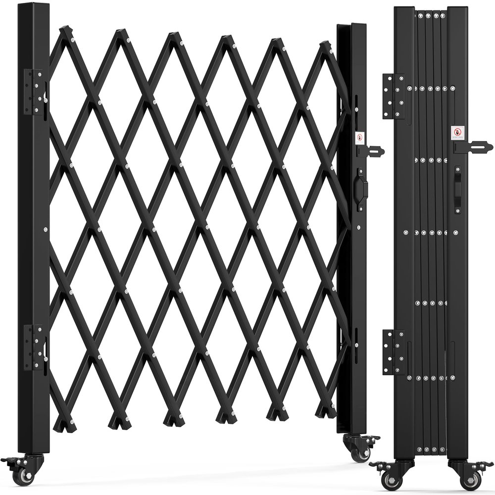 YITAHOME Single Folding Security Gate, 50" Hx75 W Folding Door Gate, Flexible Expanding Security Gate, Steel Safety Gates, 360 Rolling Barricade Gate, Scissor Gate with Padlock, Aluminum Alloy Mesh
