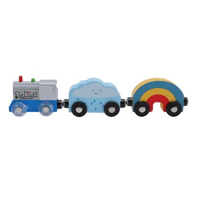 TOPINCN Wooden Weather Trains Set, Multifunctional Scene Combination Small Trains Toy with Bright Colors, for Children to Learn About Weather and Seasonal Changes