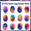 12 Pack Prefilled Easter Galaxy Slime Eggs,Galaxy Slime Easter Egg Fillers Stress Relief Easter Egg Hunt Filling Treats Classroom for Kid Teens Boy Girl Easter Basket Stuffers Easter Party Favor view 2