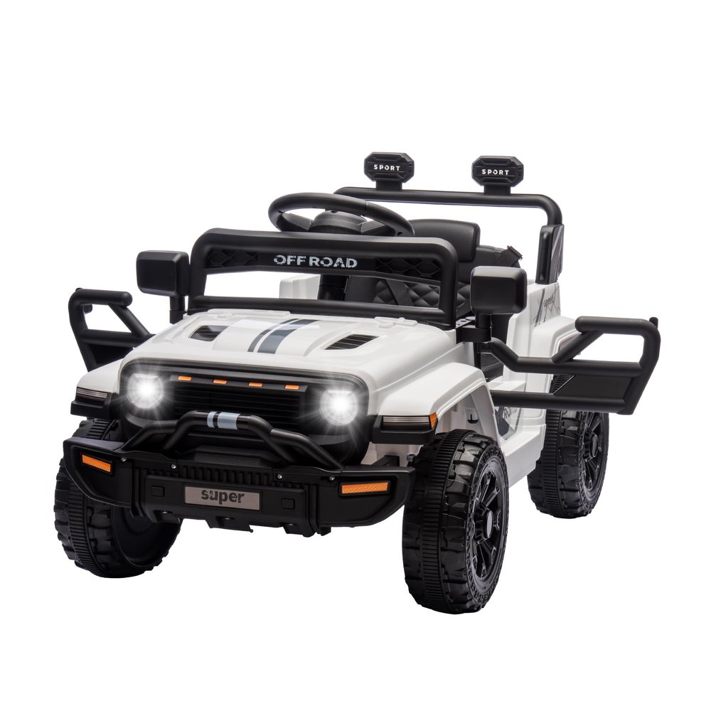 12V Ride-on Truck for Kids Age 3-5 | Parent Remote Control Toy with Steering Wheel Music | 4-Wheel Spring Suspension, LED Lights & 2 Speeds