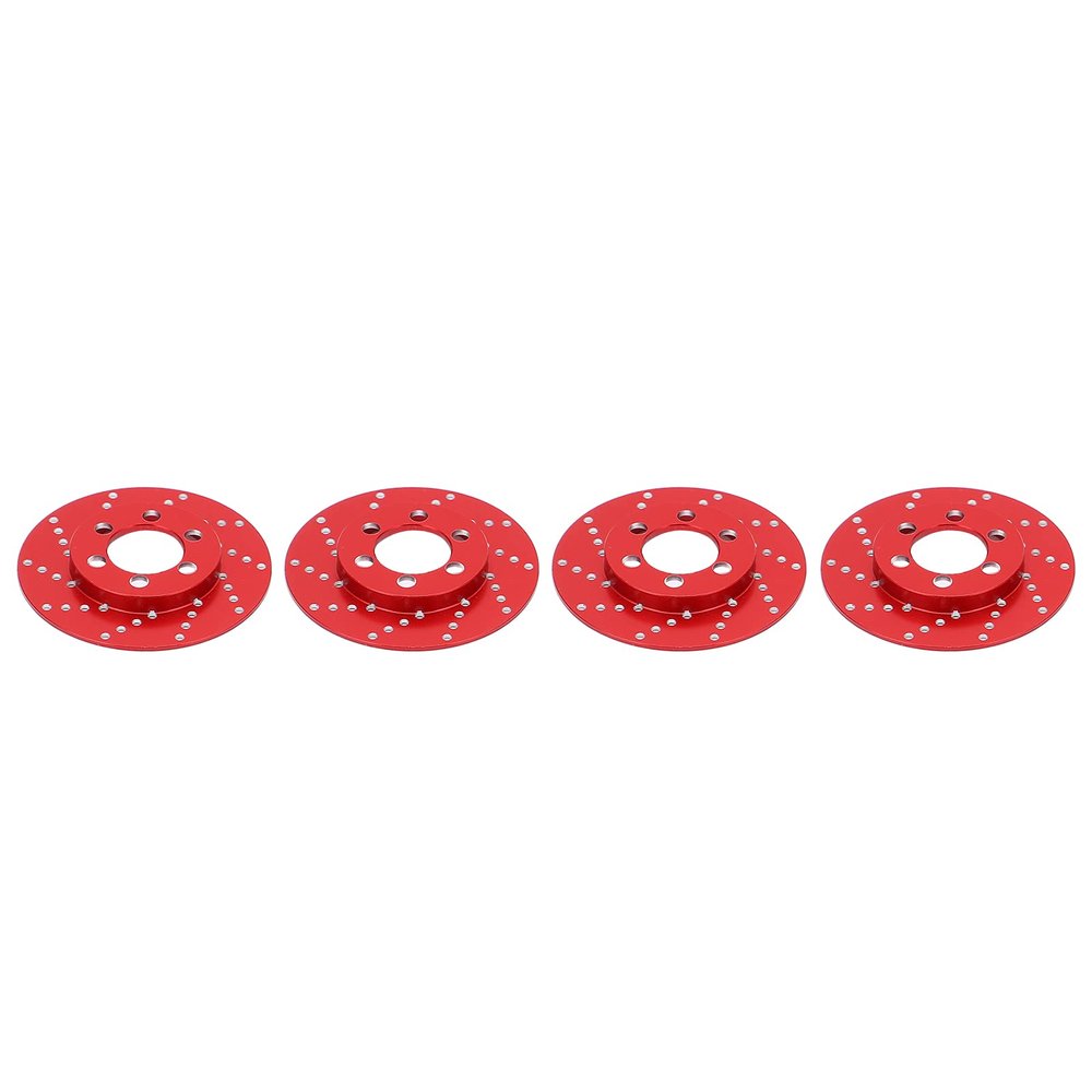 4pcs RC Brake Disc Aluminum Alloy Brake Caliper, RC Brake Disc for 2.2 Inch Wheel, High Performance Simulation Wheel Brake System with Anodized Surface, Lightweight Durable RC Acce (Red)