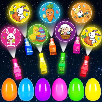 24 Pack Easter Eggs Fillers with Finger Lights, Light Up Toys Glow In The Dark Non Candy Gifts for Kids Boys Girls Easter Egg Fillers Easter Hunt Filling Treats Easter Basket Stuffers Party Favor