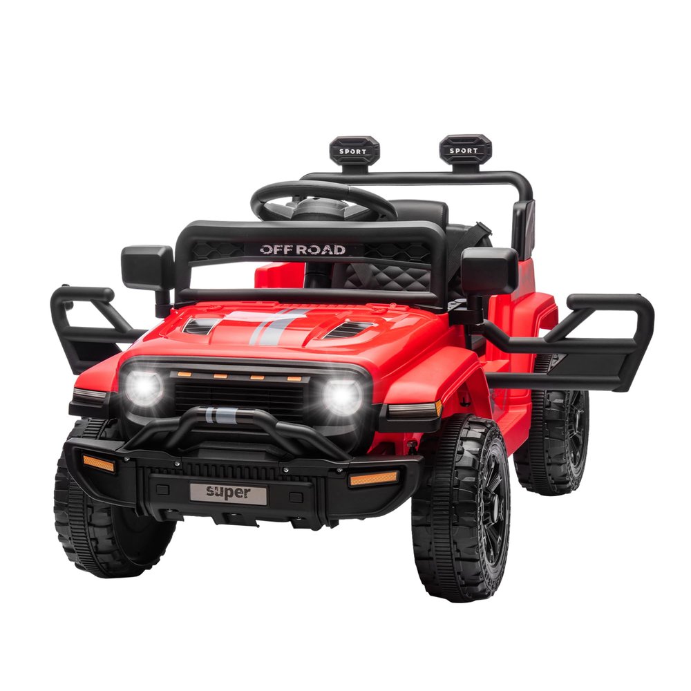 12V Ride-on Truck for Kids Age 3-5 | Parent Remote Control Toy with Steering Wheel Music | 4-Wheel Spring Suspension, LED Lights & 2 Speeds