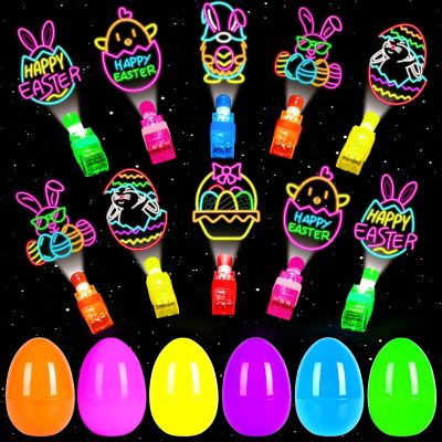 24 Pack Easter Eggs Filled LED Finger Lights ,LED Light Up Toys Glow In The Dark Non Candy Gifts Easter Egg Fillers Easter Hunt Filling Treats Easter Basket Stuffers Party Favor for Kids Boys Girls