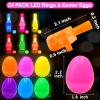 24 Pack Easter Eggs Filled LED Finger Lights ,LED Light Up Toys Glow In The Dark Non Candy Gifts Easter Egg Fillers Easter Hunt Filling Treats Easter Basket Stuffers Party Favor for Kids Boys Girls view 2