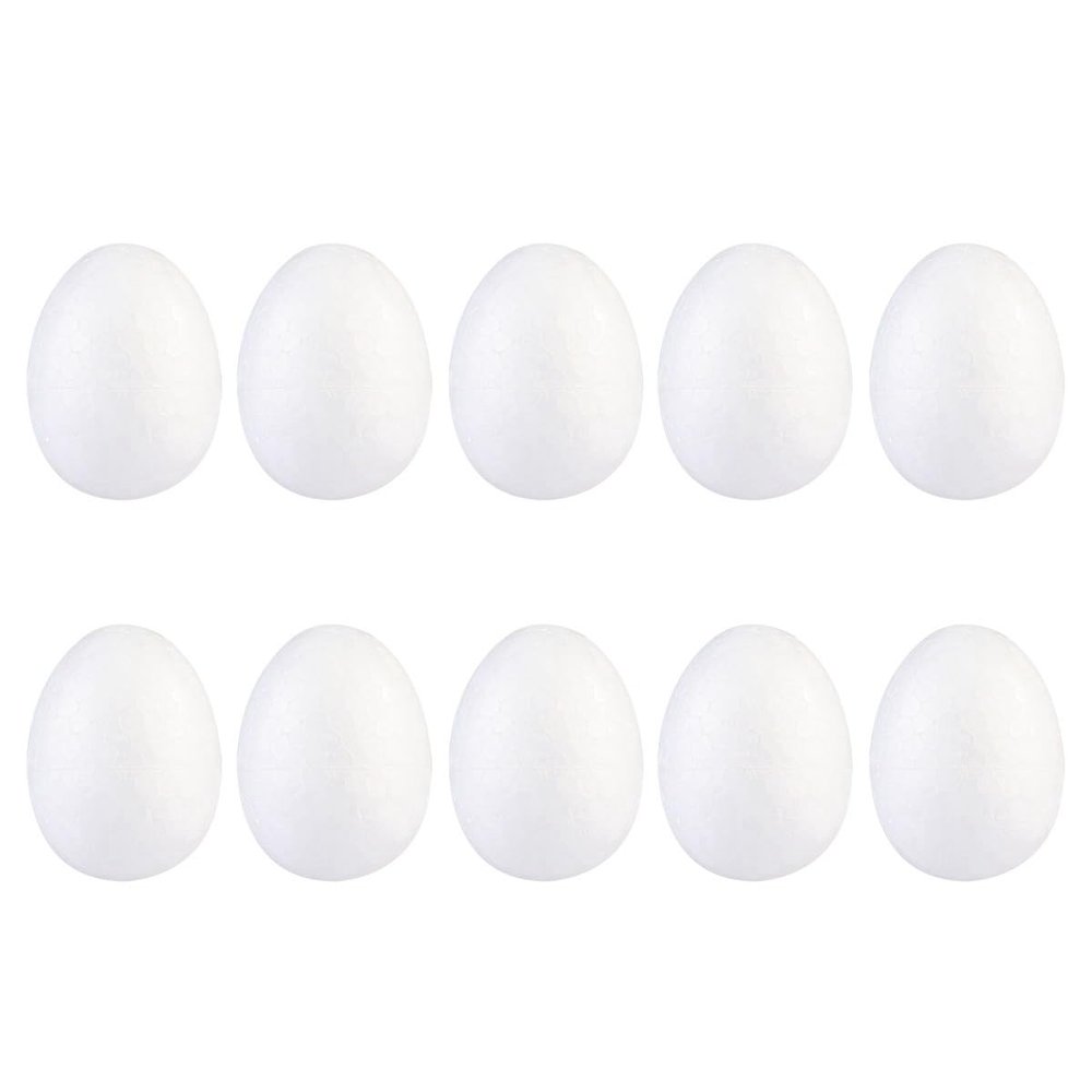 Zerodeko 50pcs 2. 4in Foam Easter Eggs White, Small Craft Eggs for DIY Projects, Solid Paintable for Crafts, Decorating Classroom Home Spring Decor