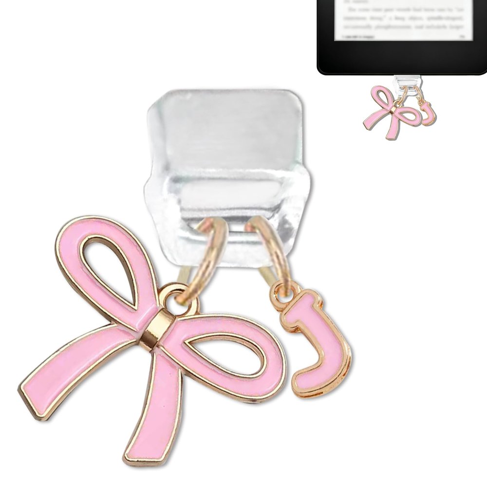 TMCLHXYNF Bow Initial J Charms Compatible with Kindle USB C Dust Plug Charm
