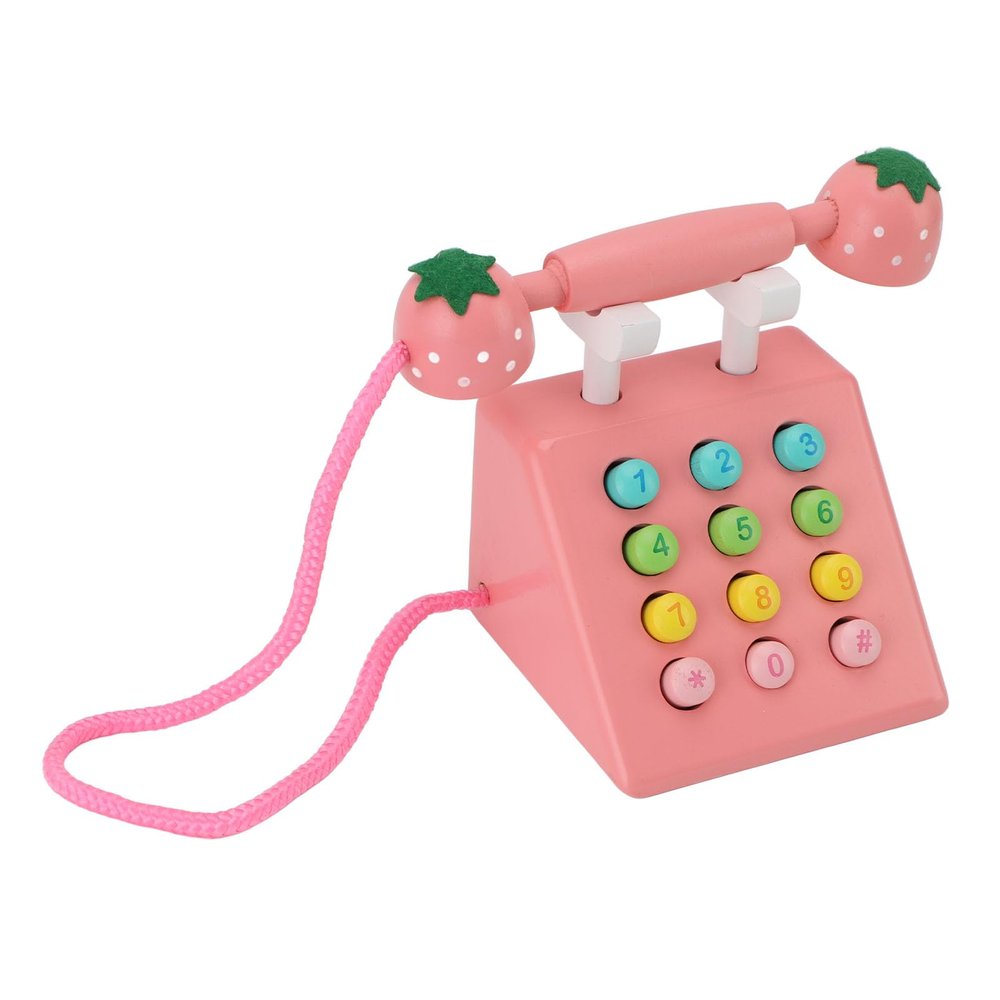 TOPINCN Wooden Telephone, Pretends Play Phone for Kids with Beech Wood Material, Enhances Imagination and Social Skills, Role Playing Educational Toy for Toddlers Age 3+ (Pink)