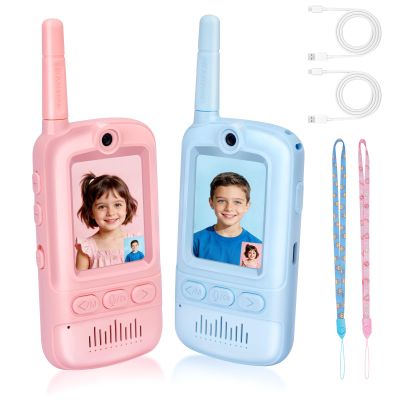 Video Walkie Talkies for Kids,Rechargeable Kids Toys 2 Pack,Long Range Radio Walkie Talkies,3-12 Boys and Girls Indoor, Outdoor, Camping, Adventure Fun Toys